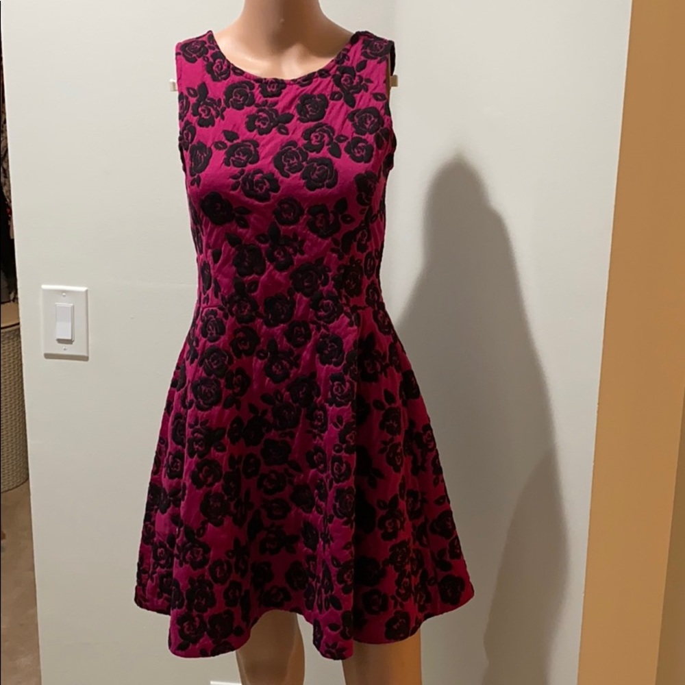 Nordstrom Black and fuscia/cranberry holiday dress